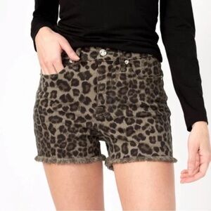 GOOD AMERICAN Leopard Cut Off Shorts 00 24 stretch